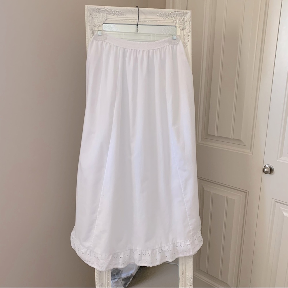 Vintage White Cotton Eyelet Lace Slip Skirt